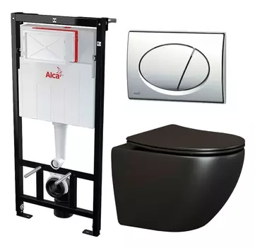Комплект 3 в 1 инсталляция AlcaPlast + Унитаз подвесной Ceramica Nova Metropol CN4002MB + кнопка хром