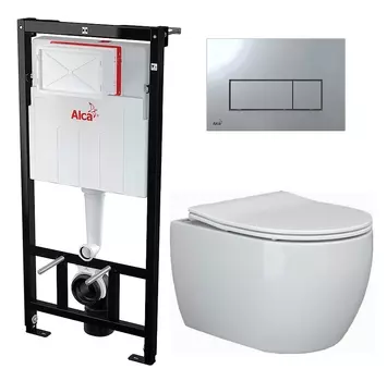 Комплект 3 в 1 инсталляция AlcaPlast + Унитаз подвесной Ceramica Nova Play CN3001 + кнопка хром