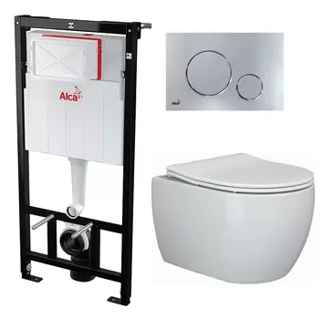 Комплект 3 в 1 инсталляция AlcaPlast + Унитаз подвесной Ceramica Nova Play CN3001 + кнопка хром