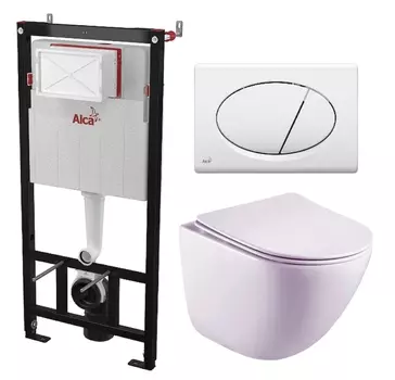 Комплект 3 в 1 инсталляция AlcaPlast + Унитаз подвесной Esbano Lotus ESUPLOTUW + кнопка белая