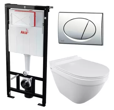 Комплект 3 в 1 инсталляция AlcaPlast + Унитаз подвесной Iddis Cloud CLORDSEi25 + кнопка хром