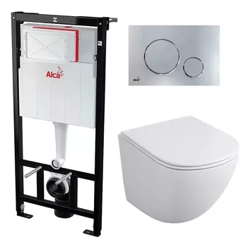 Комплект 3 в 1 инсталляция AlcaPlast + Унитаз подвесной Owl 1975 Cirkel-H OWLT190302 + кнопка хром