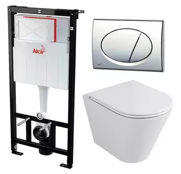 Комплект 3 в 1 инсталляция AlcaPlast + Унитаз подвесной Owl 1975 Ruta-H OWLT190304 + кнопка хром