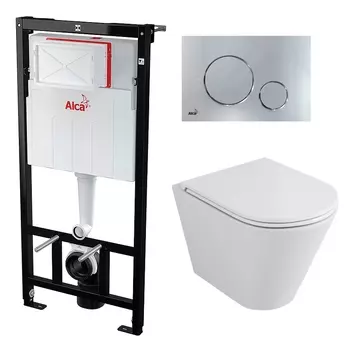 Комплект 3 в 1 инсталляция AlcaPlast + Унитаз подвесной Owl 1975 Ruta-H OWLT190304 + кнопка хром