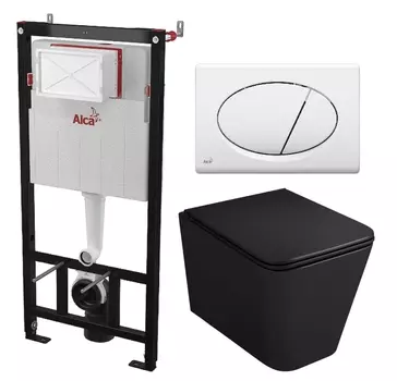 Комплект 3 в 1 инсталляция AlcaPlast + Унитаз подвесной Owl 1975 Ruta-H OWLT190404 + кнопка белая