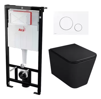 Комплект 3 в 1 инсталляция AlcaPlast + Унитаз подвесной Owl 1975 Ruta-H OWLT190404 + кнопка белая