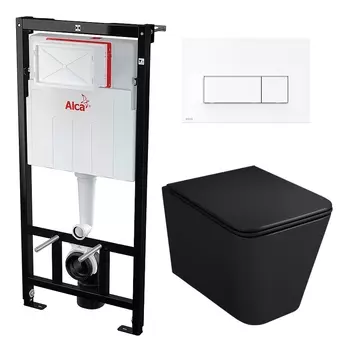 Комплект 3 в 1 инсталляция AlcaPlast + Унитаз подвесной Owl 1975 Ruta-H OWLT190404 + кнопка белая