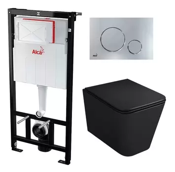 Комплект 3 в 1 инсталляция AlcaPlast + Унитаз подвесной Owl 1975 Ruta-H OWLT190404 + кнопка хром