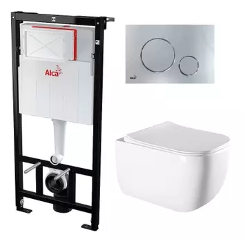 Комплект 3 в 1 инсталляция AlcaPlast + Унитаз подвесной Vincea Form VT1-35 + кнопка хром