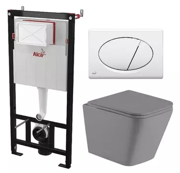 Комплект 3 в 1 инсталляция AlcaPlast + Унитаз подвесной Weltwasser WW SK Gelbach 041 MT-GR + кнопка белая