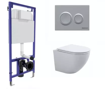 Комплект 3 в 1 инсталляция Berges Novum O2 + Подвесной унитаз SinteSi EVI с кнопкой матовой хром