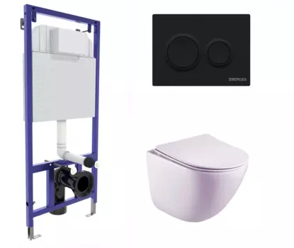 Комплект 3 в 1 инсталляция Berges Novum O5 + Унитаз подвесной Esbano Lotus ESUPLOTUW с кнопкой черной