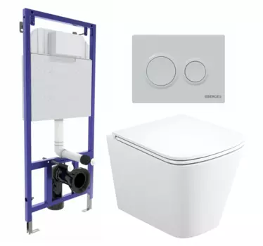 Комплект 3 в 1 инсталляция Berges Novum O4 + Унитаз подвесной Enio Binario Tornado EN4180237 с кнопкой белой