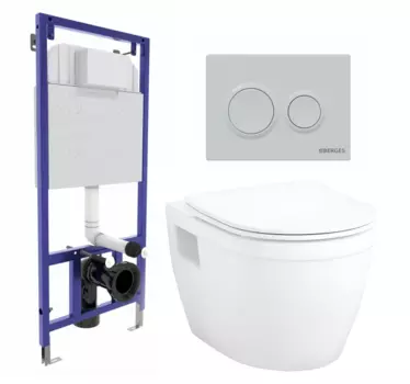 Комплект 3 в 1 инсталляция Berges Novum O4 + Унитаз подвесной Enio Bolo EN8350034 с кнопкой белой