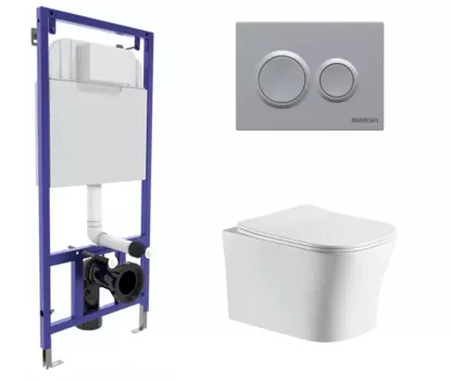 Комплект 3 в 1 инсталляция Berges Novum O2 + Подвесной унитаз CeruttiSpa Marmolada aria CT7778 с кнопкой матовой хром