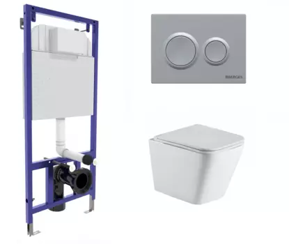 Комплект 3 в 1 инсталляция Berges Novum O2 + Подвесной унитаз WeltWasser Gelbach 043 GL-WT с кнопкой матовой хром