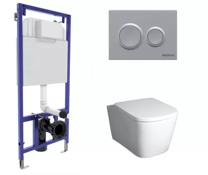 Комплект 3 в 1 инсталляция Berges Novum O2 + Унитаз подвесной BelBagno Albano BB120CHR с кнопкой матовой хром