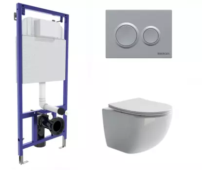 Комплект 3 в 1 инсталляция Berges Novum O2 + Унитаз подвесной Ceramica Nova Forma CN3009 с кнопкой матовой хром