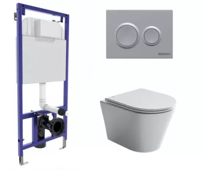 Комплект 3 в 1 инсталляция Berges Novum O2 + Унитаз подвесной Ceramica Nova Forma CN3011 с кнопкой матовой хром