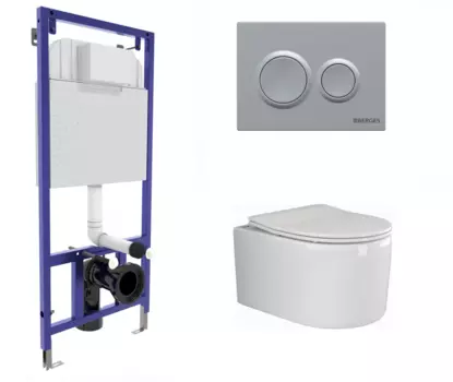 Комплект 3 в 1 инсталляция Berges Novum O2 + Унитаз подвесной Ceramica Nova Moments CN3003 с кнопкой матовой хром