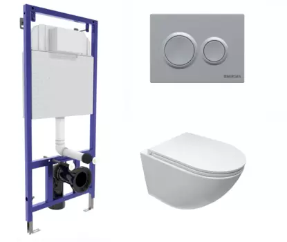 Комплект 3 в 1 инсталляция Berges Novum O2 + Унитаз подвесной Cerutti Spa Sella aria CT9529 с кнопкой матовой хром