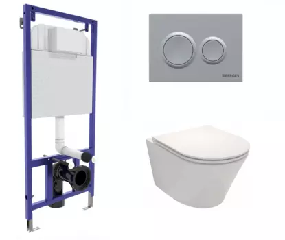 Комплект 3 в 1 инсталляция Berges Novum O2 + Унитаз подвесной Jacob Delafon Rodin + EDY102-00 с кнопкой матовой хром