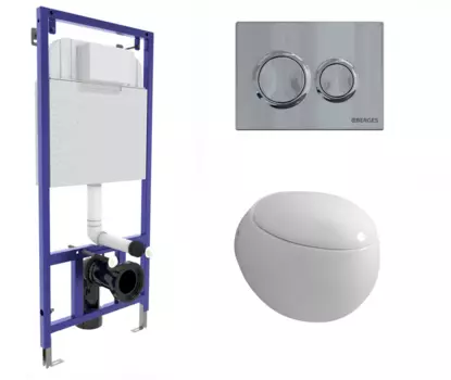 Комплект 3 в 1 инсталляция Berges Novum O3 + Унитаз подвесной Grossman GR-4442 с кнопкой глянцевой хром