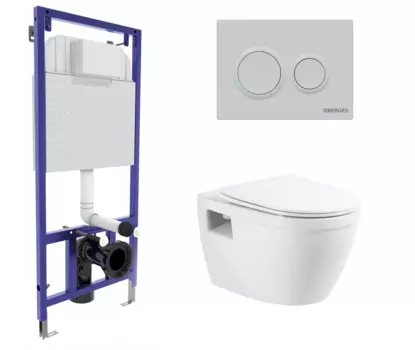 Комплект 3 в 1 инсталляция Berges Novum O4 + Подвесной унитаз BelBagno Loto BB070CHR/SC с кнопкой белой