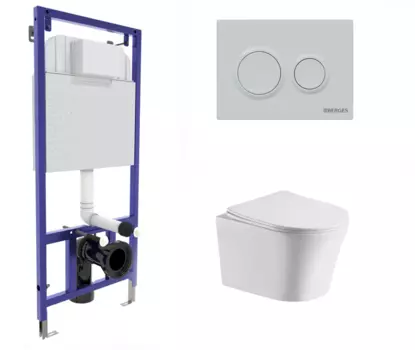 Комплект 3 в 1 инсталляция Berges Novum O4 + Подвесной унитаз CeruttiSpa Adige Aria CT7837 + кнопка белая 040264 + 7837