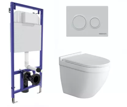 Комплект 3 в 1 инсталляция Berges Novum O4 + Подвесной унитаз Grossman GR-4483S с кнопкой белой 040264 + GR-4483S