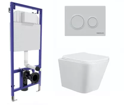 Комплект 3 в 1 инсталляция Berges Novum O4 + Подвесной унитаз Taliente Correto CR25200 с кнопкой белой 040264 + CR25200