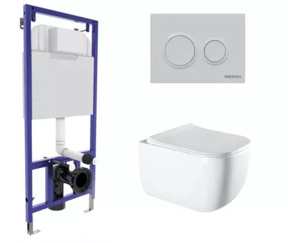 Комплект 3 в 1 инсталляция Berges Novum O4 + Подвесной унитаз Vincea Form VT1-35 с кнопкой белой