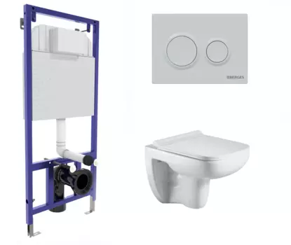 Комплект 3 в 1 инсталляция Berges Novum O4 + Подвесной унитаз WeltWasser Kehlbach 004 GL-WT с кнопкой белой