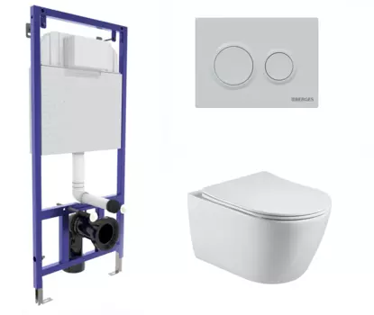 Комплект 3 в 1 инсталляция Berges Novum O4 + Унитаз подвесной Акватек Вега AQ1905-00 с кнопкой белой