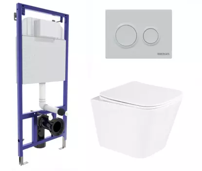 Комплект 3 в 1 инсталляция Berges Novum O4 + Унитаз подвесной BelBagno Due BB3103CHR/SC с кнопкой белой 040264 + BB3103CHR/SC
