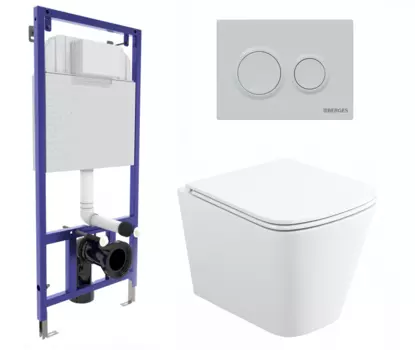 Комплект 3 в 1 инсталляция Berges Novum O4 + Унитаз подвесной Enio Binario с кнопкой белой 040264 + BB3103CHR/SC