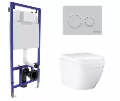 Комплект 3 в 1 инсталляция Berges Novum O4 + Унитаз подвесной Grohe Euro Ceramic 39206000 с кнопкой белой