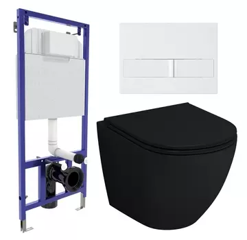 Комплект 3 в 1 инсталляция Berges Wasserhaus Novum L1 + Унитаз подвесной Grossman GR-4455BMS + кнопка белая