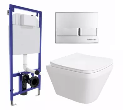 Комплект 3 в 1 инсталляция Berges Wasserhaus Novum L3 + Унитаз подвесной Enio Vicino EN9170544 + кнопка хром
