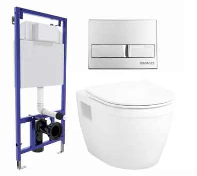 Комплект 3 в 1 инсталляция Berges Wasserhaus Novum L3 + Унитаз подвесной Enio Bolo EN8350034 + кнопка хром