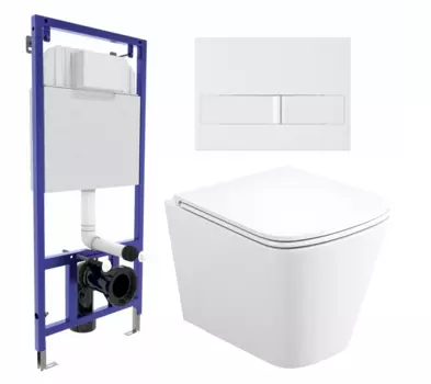 Комплект 3 в 1 инсталляция Berges Wasserhaus Novum L1 + Унитаз подвесной Enio Binario Tornado EN4180237 + кнопка белая