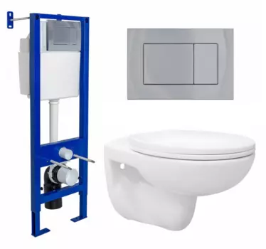 Комплект 3 в 1 инсталляция Berges Wasserhaus Atom 410 + Унитаз подвесной Enio Ekos EN0170571 + кнопка хром