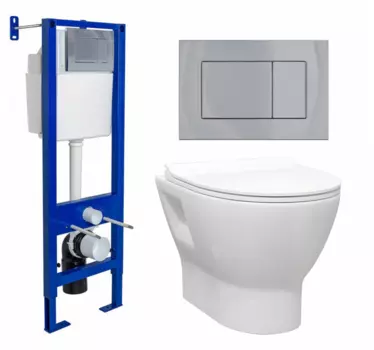 Комплект 3 в 1 инсталляция Berges Wasserhaus Atom 410 + Унитаз подвесной Enio Nativo EN1270551 + кнопка хром