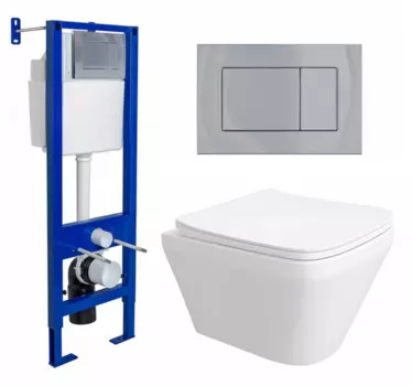 Комплект 3 в 1 инсталляция Berges Wasserhaus Atom 410 + Унитаз подвесной Enio Vicino EN9170544 + кнопка хром