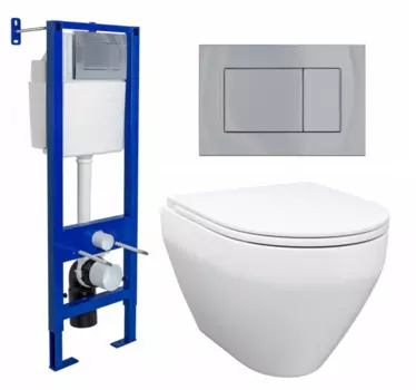 Комплект 3 в 1 инсталляция Berges Wasserhaus Atom 410 + Унитаз подвесной Enio Cono EN2870522 + кнопка хром