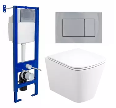 Комплект 3 в 1 инсталляция Berges Wasserhaus Atom 410 + Унитаз подвесной Enio Binario Tornado EN4180237 + кнопка хром