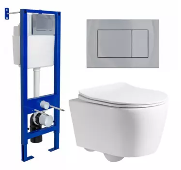 Комплект 3 в 1 инсталляция Berges Wasserhaus Atom 410 + Унитаз подвесной CeruttiSpa Sella PP 9738 + кнопка хром