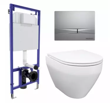Комплект 3 в 1 инсталляция Berges Wasserhaus Novum 040252 + Унитаз подвесной Enio Cono EN2870522 + кнопка хром матовая