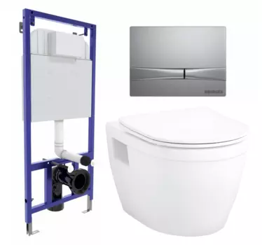 Комплект 3 в 1 инсталляция Berges Wasserhaus Novum 040252 + Унитаз подвесной Enio Bolo EN8350034 + кнопка хром матовая
