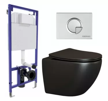 Комплект 3 в 1 инсталляция Berges Wasserhaus Novum 040222 + Унитаз подвесной Ceramica Nova Metropol CN4002MB + кнопка хром матовая
